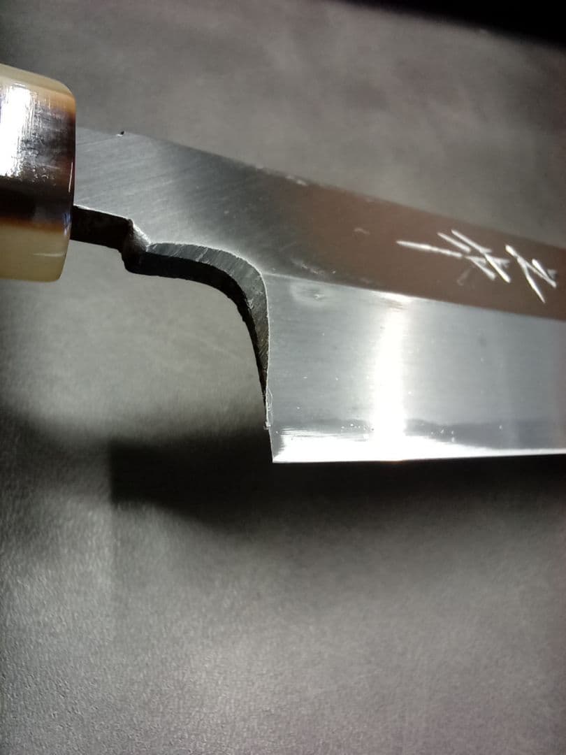 値下げ】将之作 柳刃包丁 24cm 本霞研 水牛柄