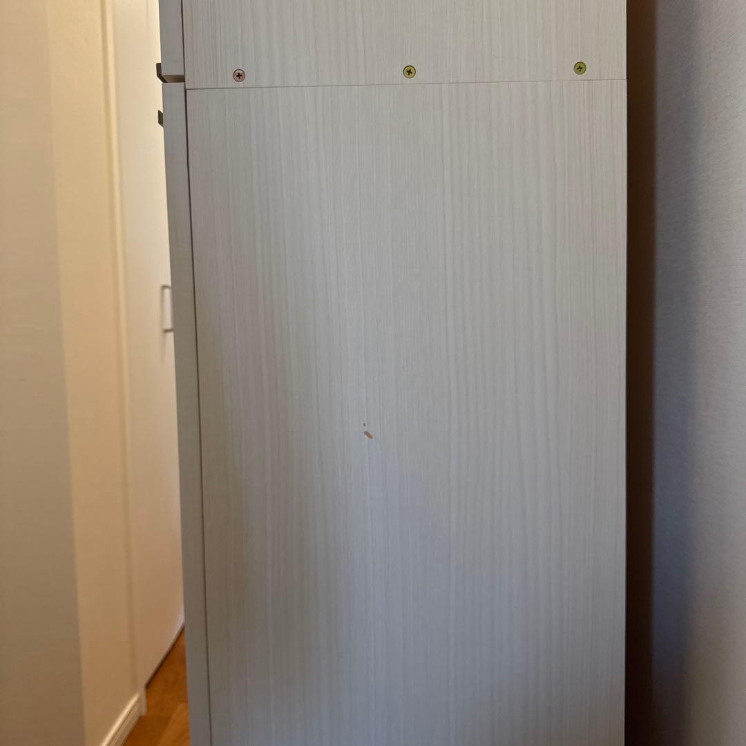 最後お値下げ★日本製 幅60 掃除機ラック収納棚ホワイト木製