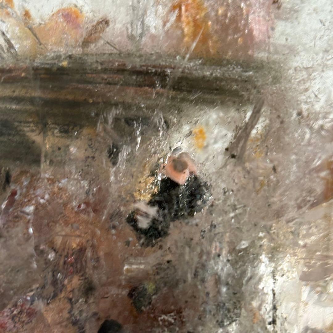 高品質 天然石 水入り流砂 四季ガーデンクォーツ原石置物900g