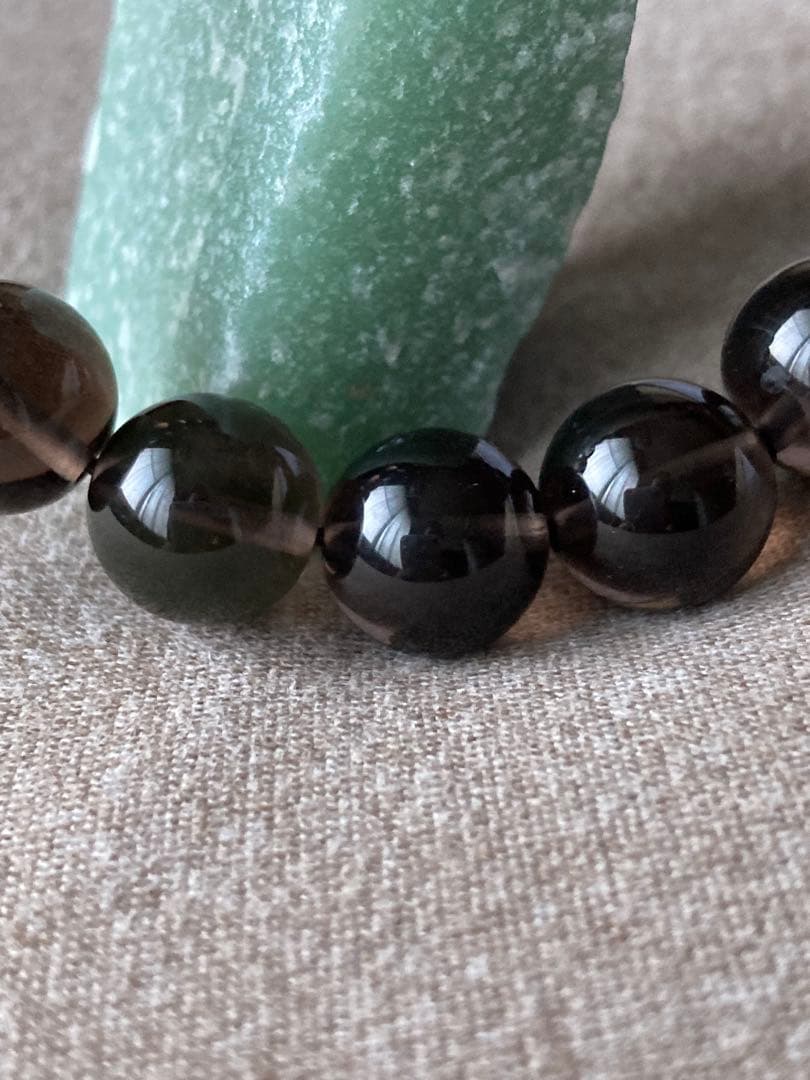 腕周り16cm 黒平水晶*スモーキークォーツブレスレット 本物の輝き 鑑定