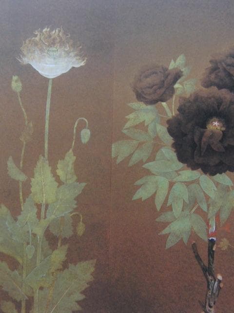 木下育應、【彩花炎々】、希少な額装用画集画、新品高級額 額装付、状態良好