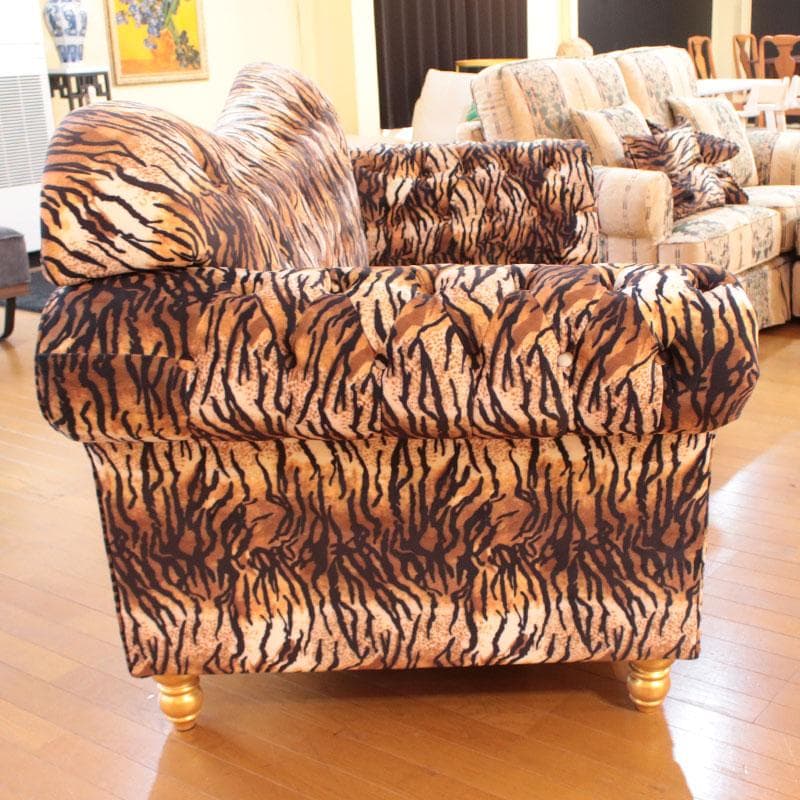 虎柄ソファ 幅210cm タイガー ラグジュアリー 丸脚 143-137-001-セール