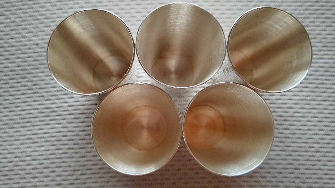「銀製 三越」と刻印されたウイスキーカップ五個セット
