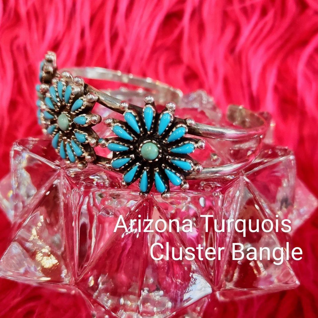アリゾナターコイズ クラスター バングル USA Hand Made