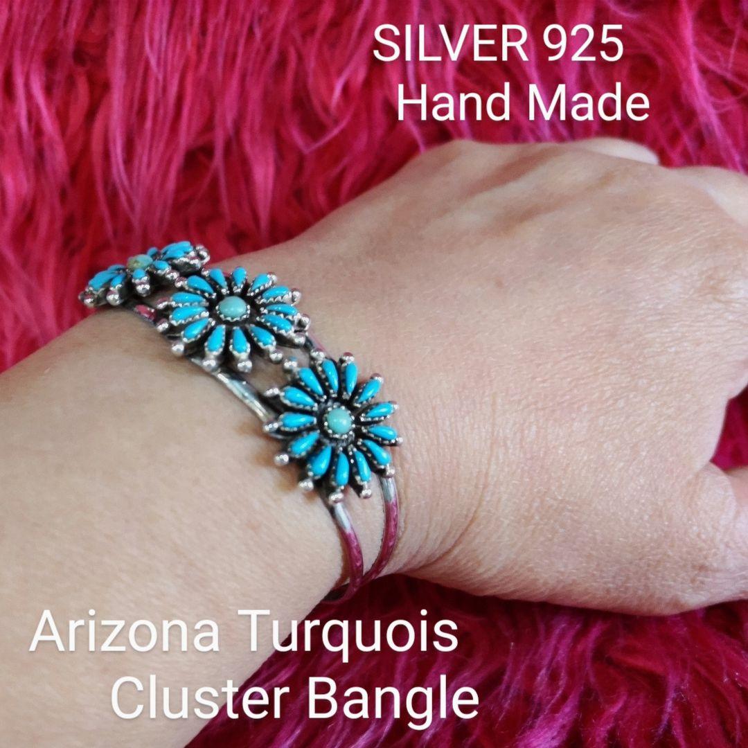 アリゾナターコイズ クラスター バングル USA Hand Made