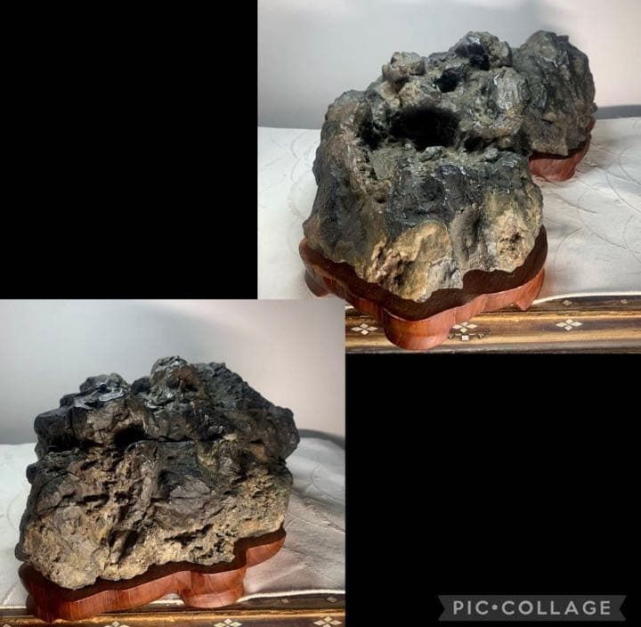 3718 粕川酒絞石 溜まり石12.82kg   入賞歴有水石 盆栽 盆石 置物