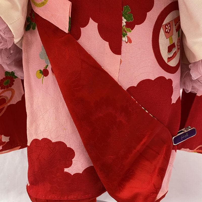 507ag48◎七五三 三歳 女の子 アンティーク着物&長襦袢 ピンク◎