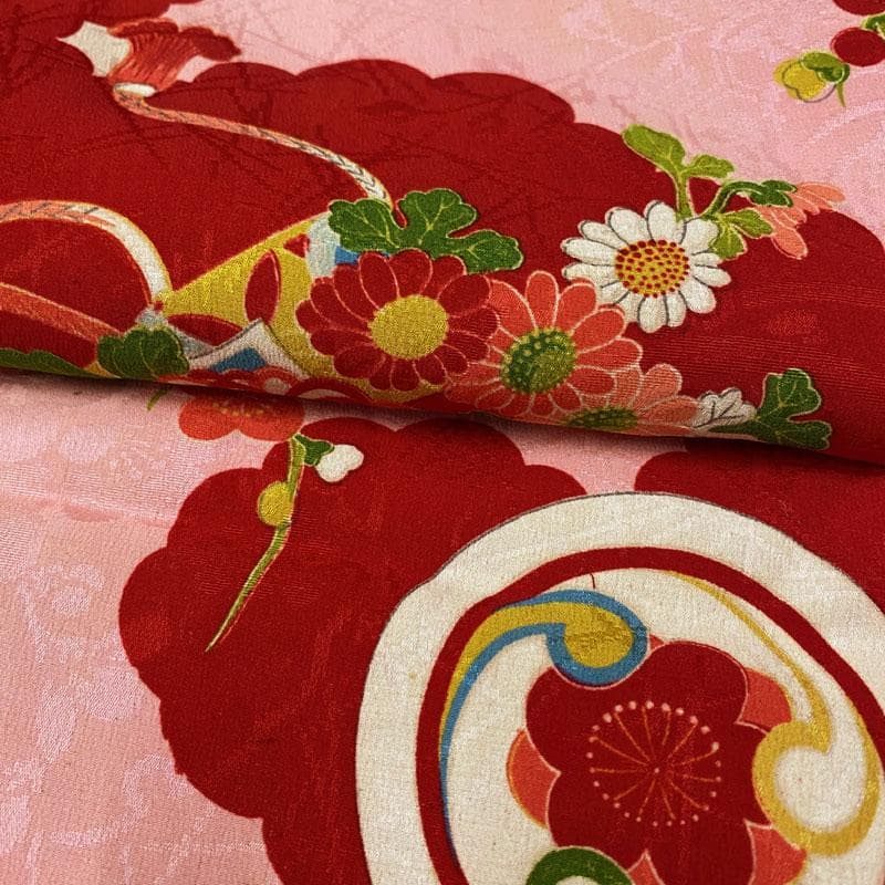 507ag48◎七五三 三歳 女の子 アンティーク着物&長襦袢 ピンク◎