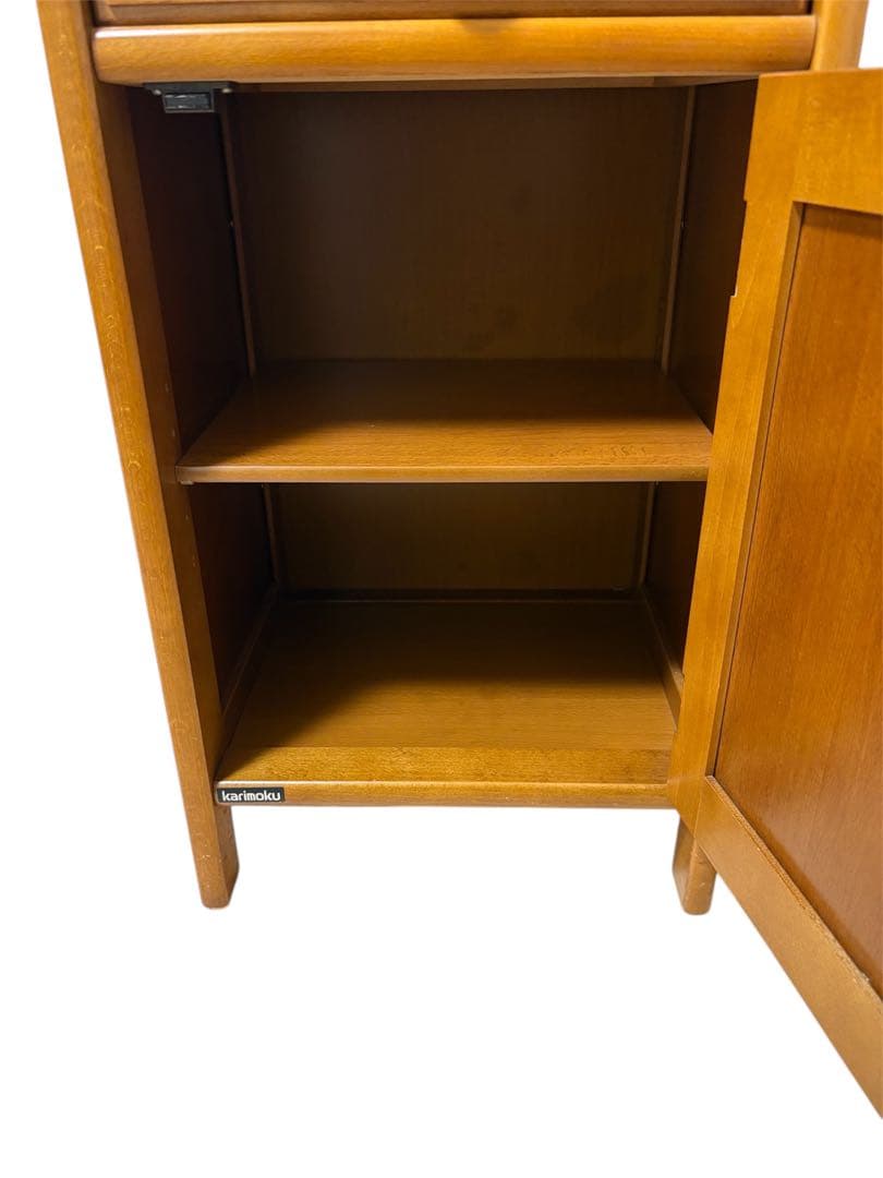 美品 オールドカリモク KARIMOKU 電話台 棚 フリーラック ラタン