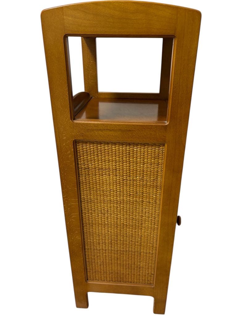 美品 オールドカリモク KARIMOKU 電話台 棚 フリーラック ラタン