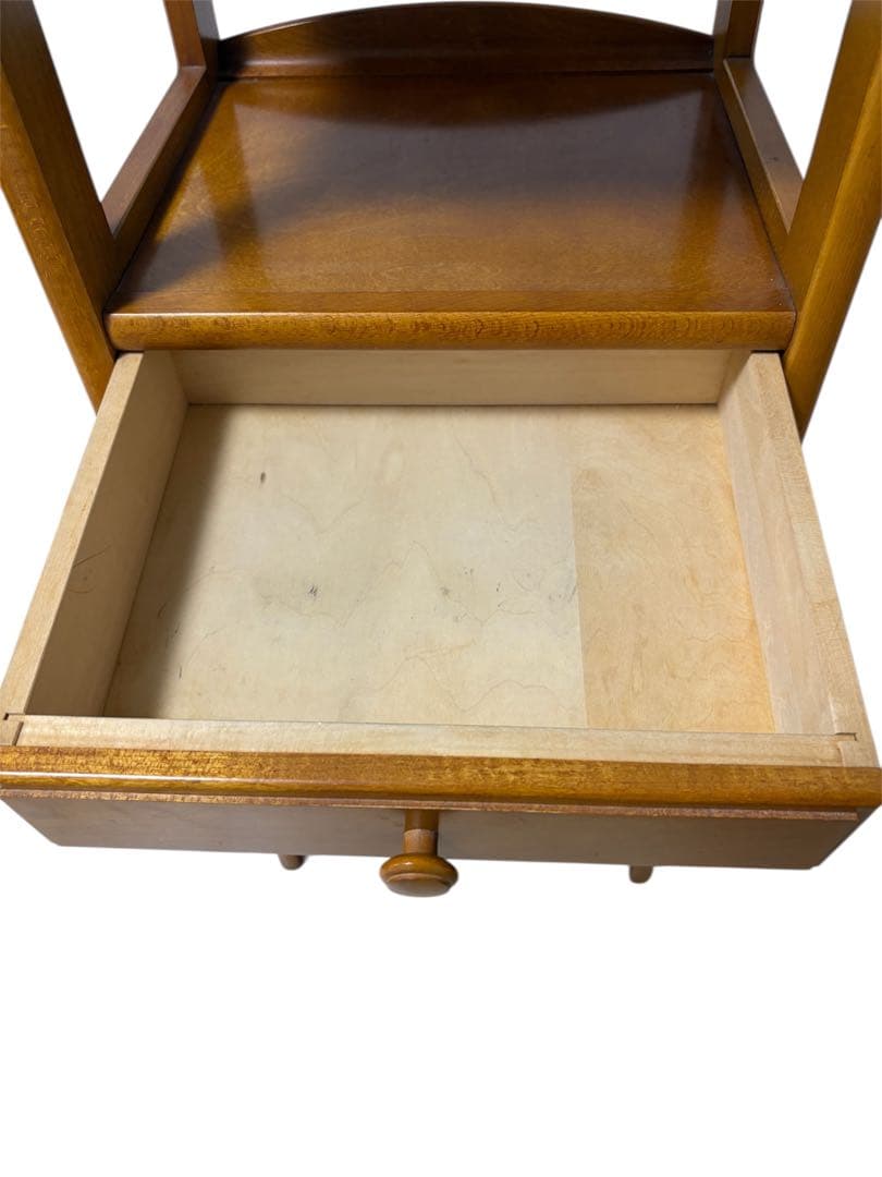 美品 オールドカリモク KARIMOKU 電話台 棚 フリーラック ラタン