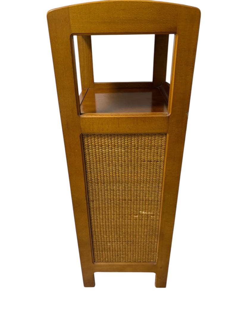 美品 オールドカリモク KARIMOKU 電話台 棚 フリーラック ラタン