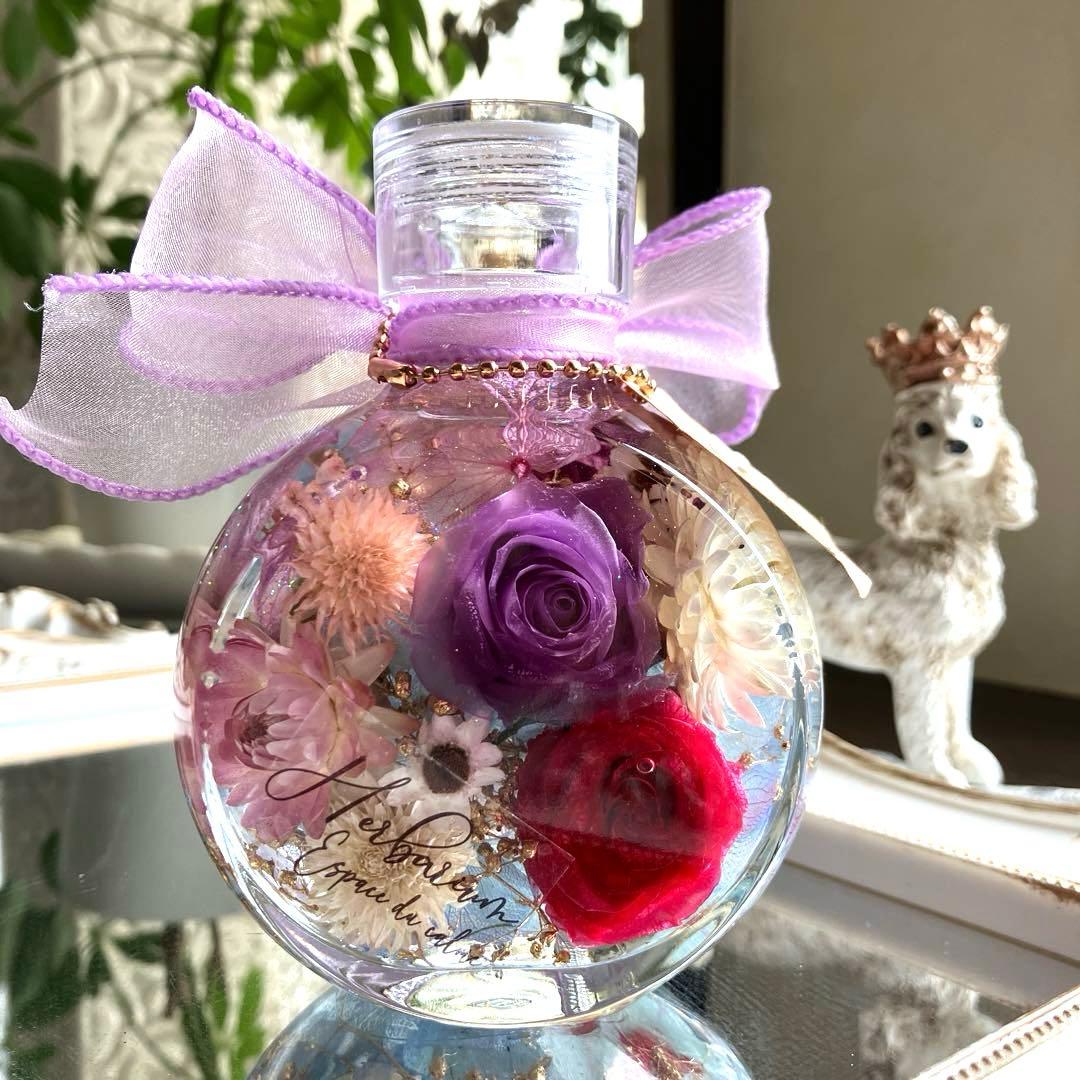 ◆ハーバリウム　352 華やかなバラのネコbottle *.:。✿*゜