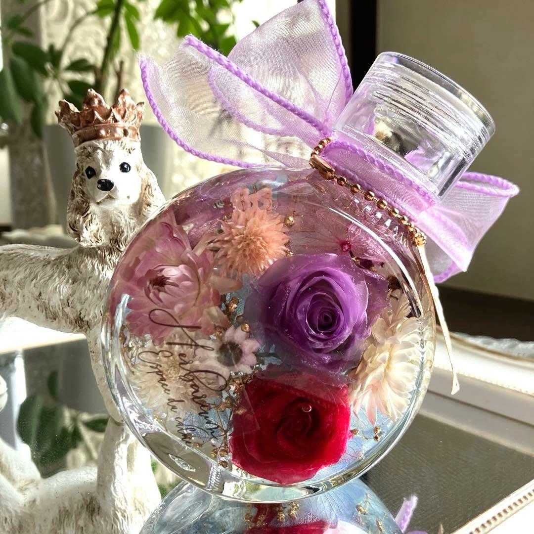 ◆ハーバリウム　352 華やかなバラのネコbottle *.:。✿*゜