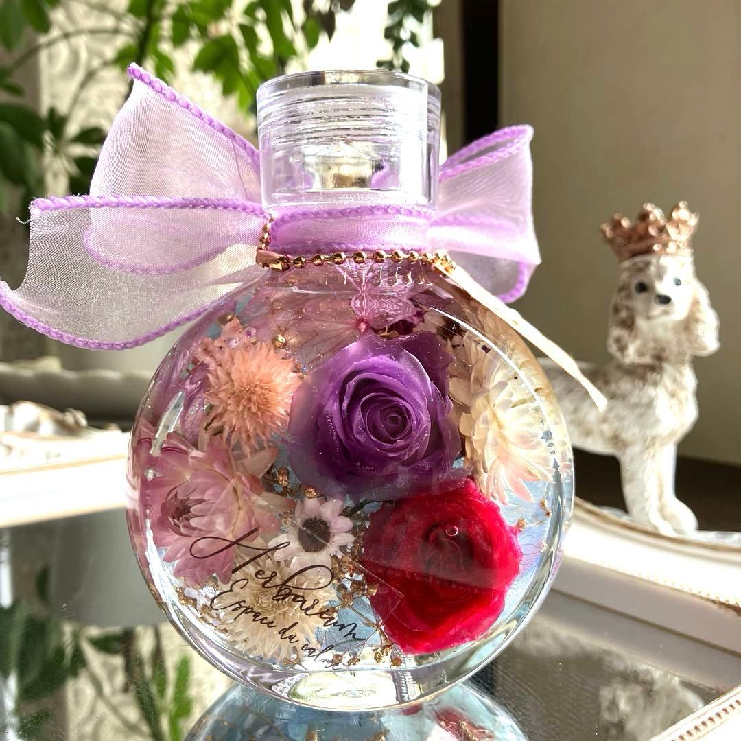 ◆ハーバリウム　352 華やかなバラのネコbottle *.:。✿*゜