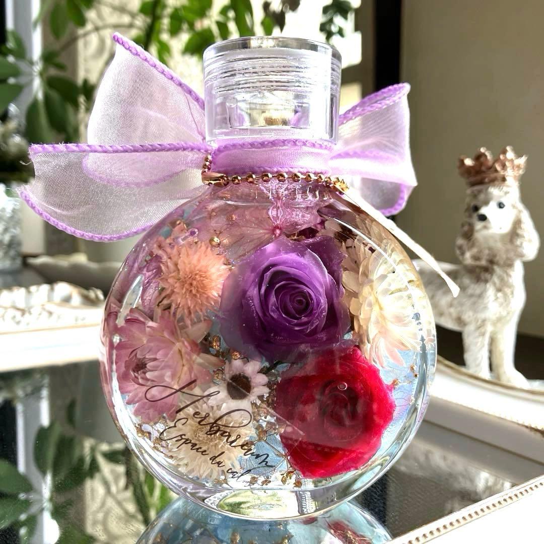 ◆ハーバリウム　352 華やかなバラのネコbottle *.:。✿*゜