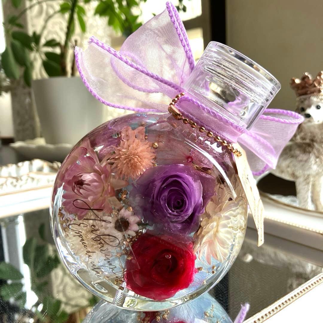 ◆ハーバリウム　352 華やかなバラのネコbottle *.:。✿*゜