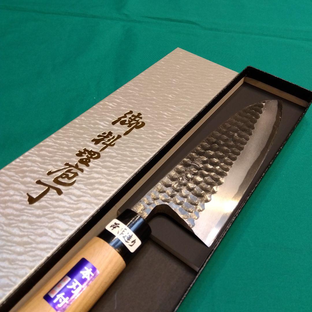 正光作　安来白鋼鎚目　出刃包丁　6寸　180㍉　桜柄付き