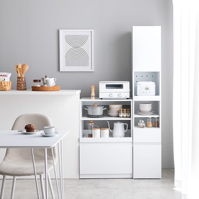 【幅60cm】Topu コンパクトキッチン収納 スライド コンセント レンジ台