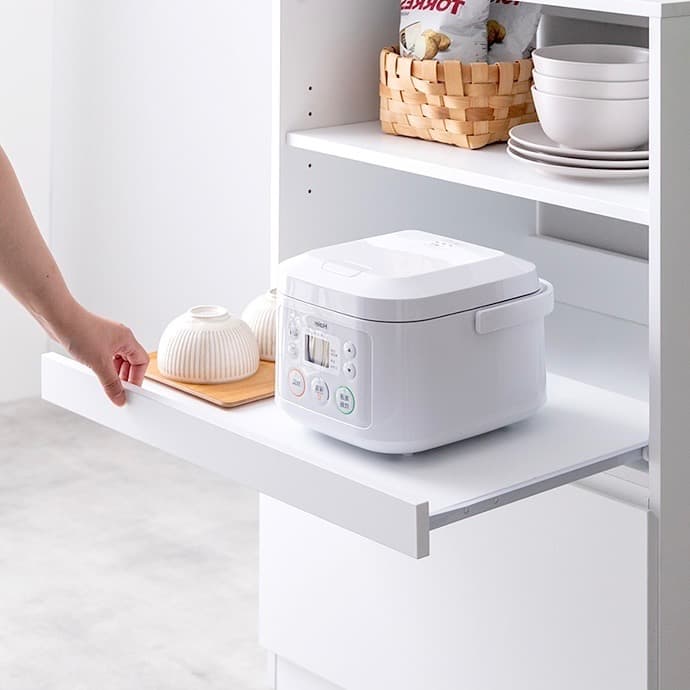 【幅60cm】Topu コンパクトキッチン収納 スライド コンセント レンジ台