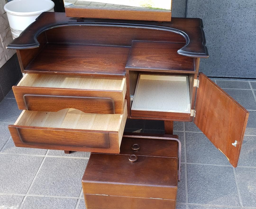 アンティーク レトロの極み TOKUSIMA SIMIZU 鏡台 お針箱付