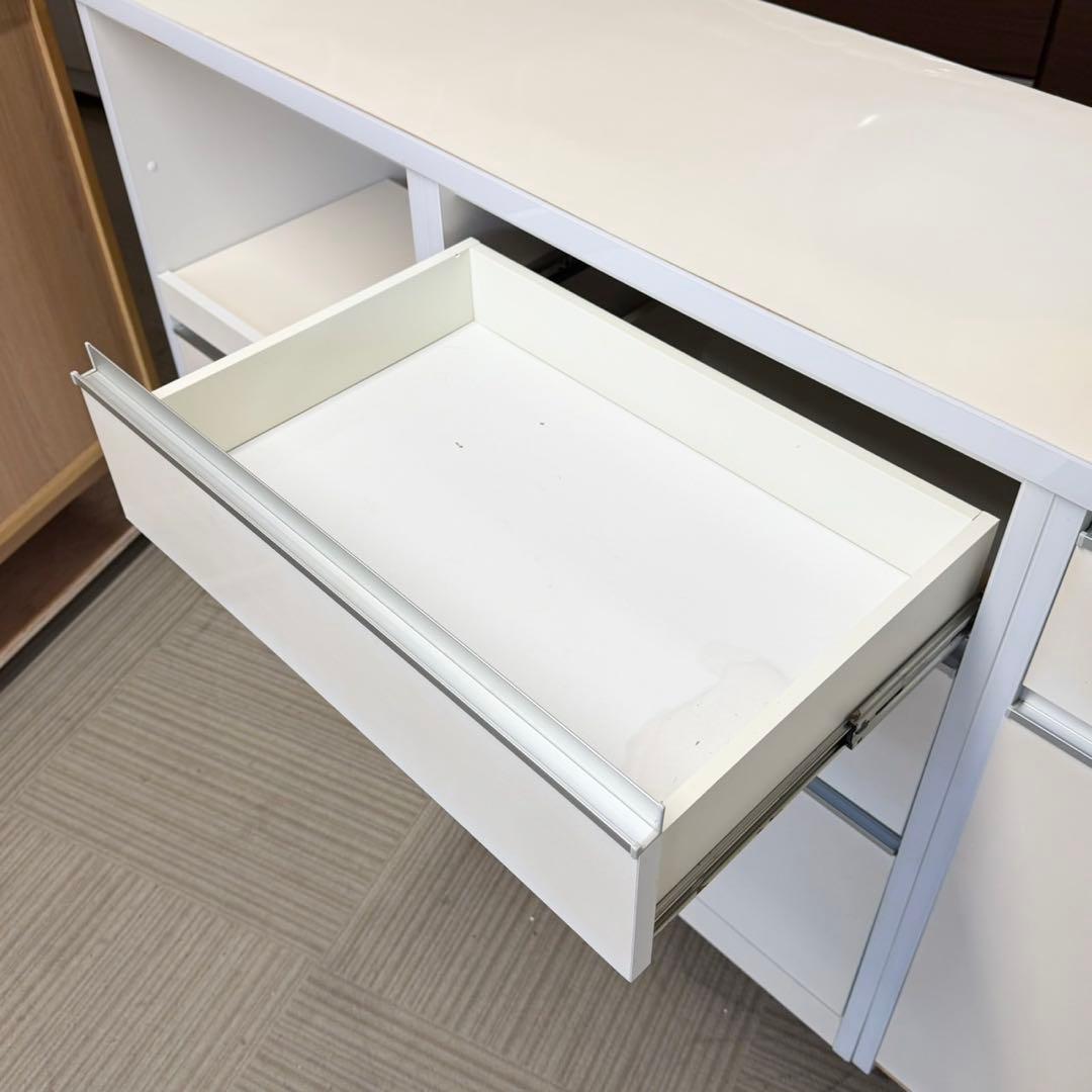 【お買い得‼️】大川家具 180cm幅キッチンカウンター 2連ダストボックス付き