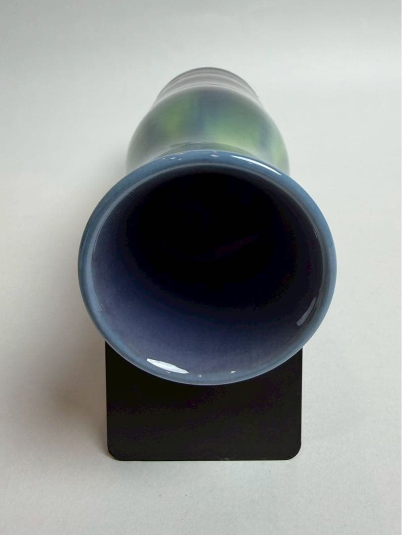 人間国宝三代徳田八十吉作 花入 共箱、陶歴付