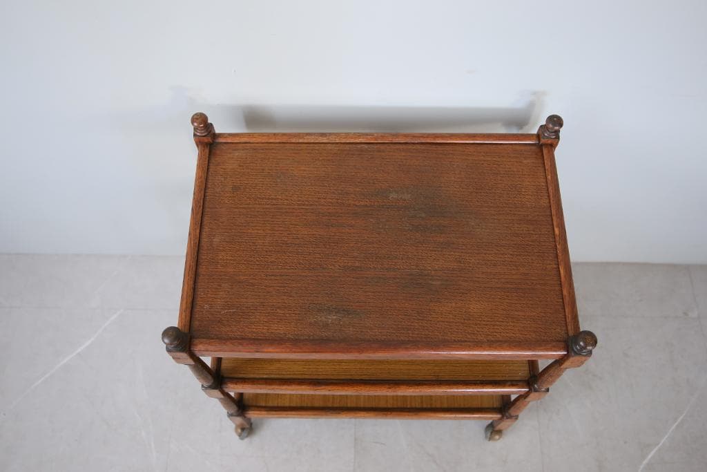 英国アンティーク木製キッチンワゴン/トロリー/サイドテーブル机/飾り棚92-87