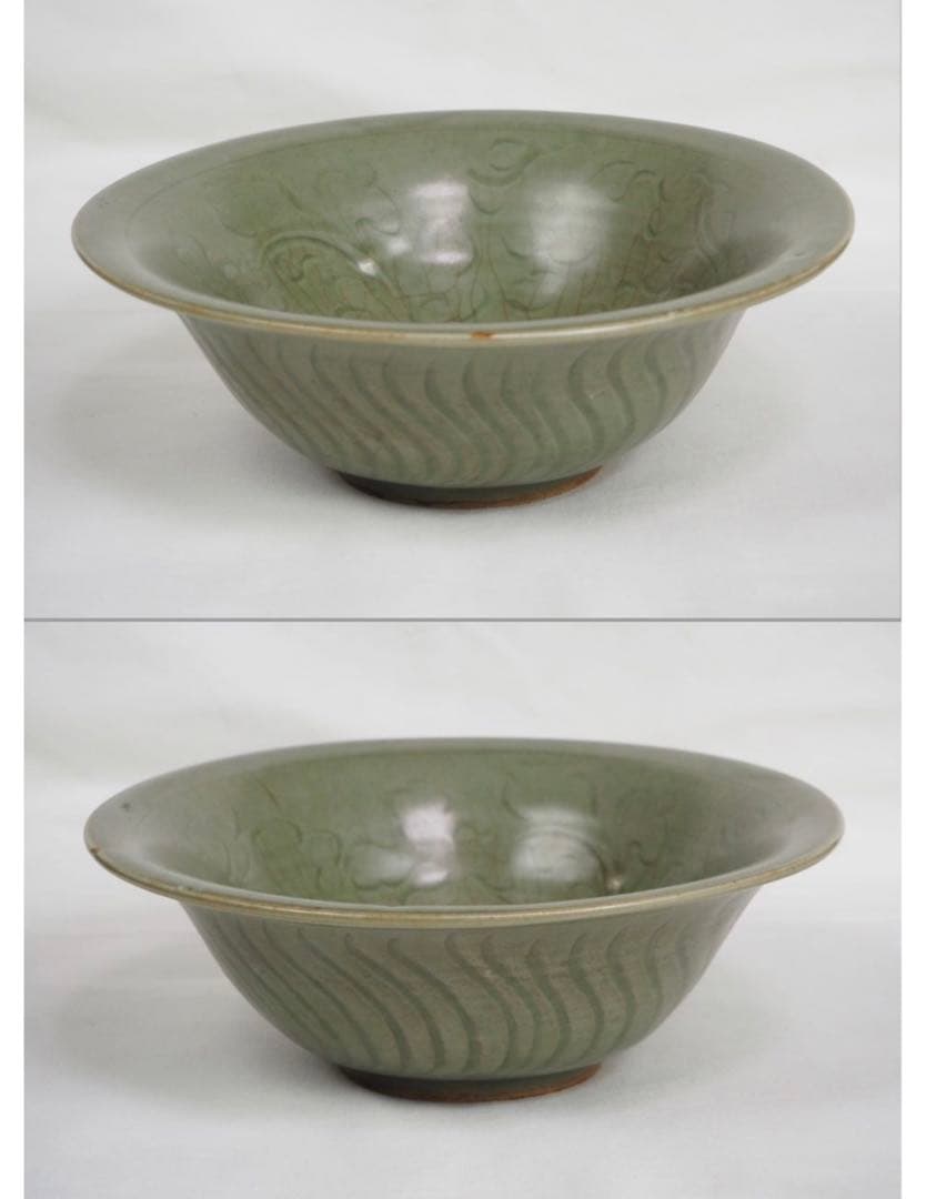 送料無料　明時代　龍泉窯青磁碗　中国古玩