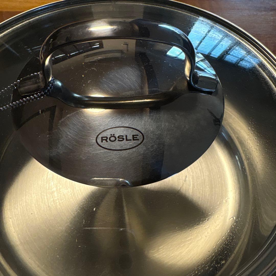 新品RÖSLE ステンレススチール 両手鍋 蓋付き