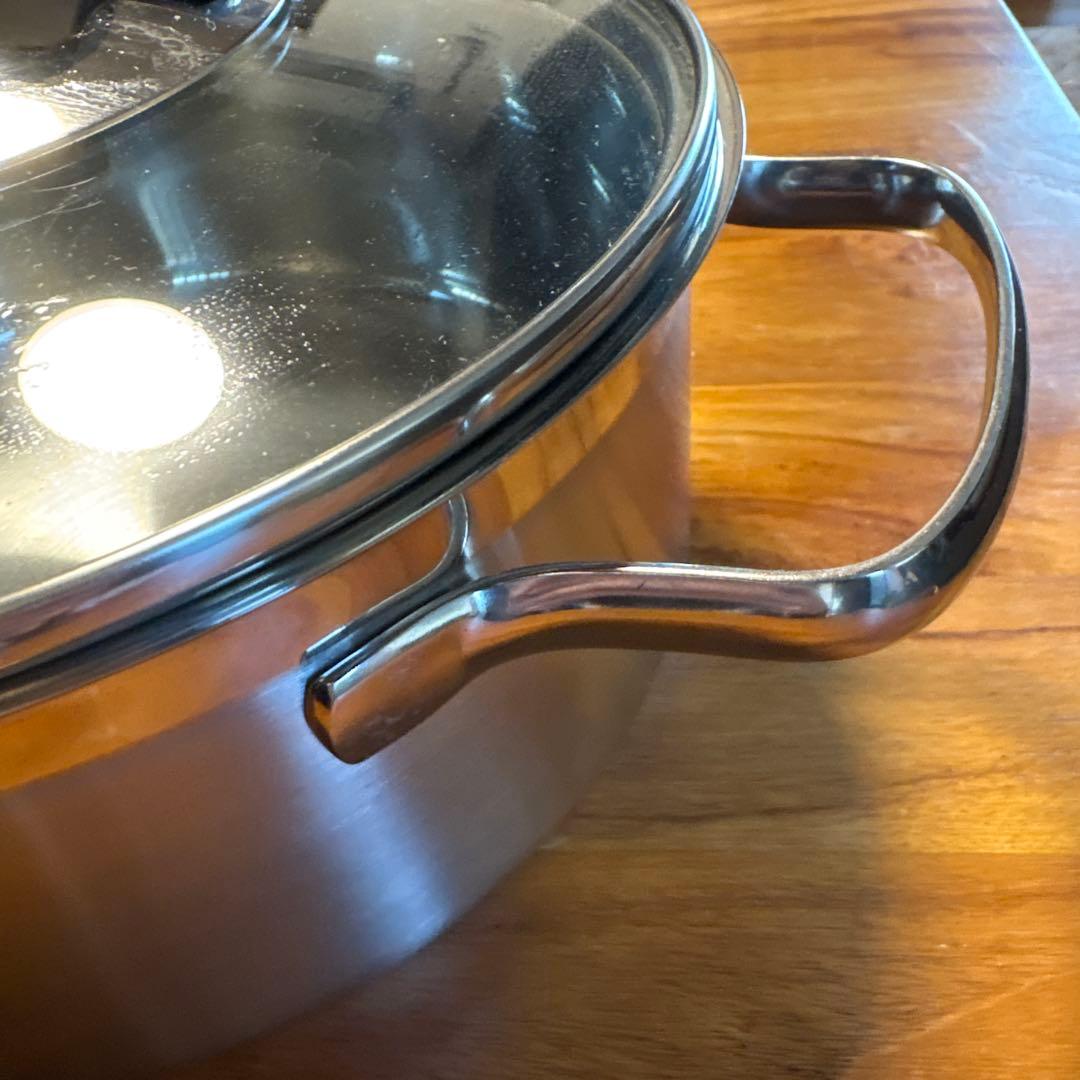 新品RÖSLE ステンレススチール 両手鍋 蓋付き