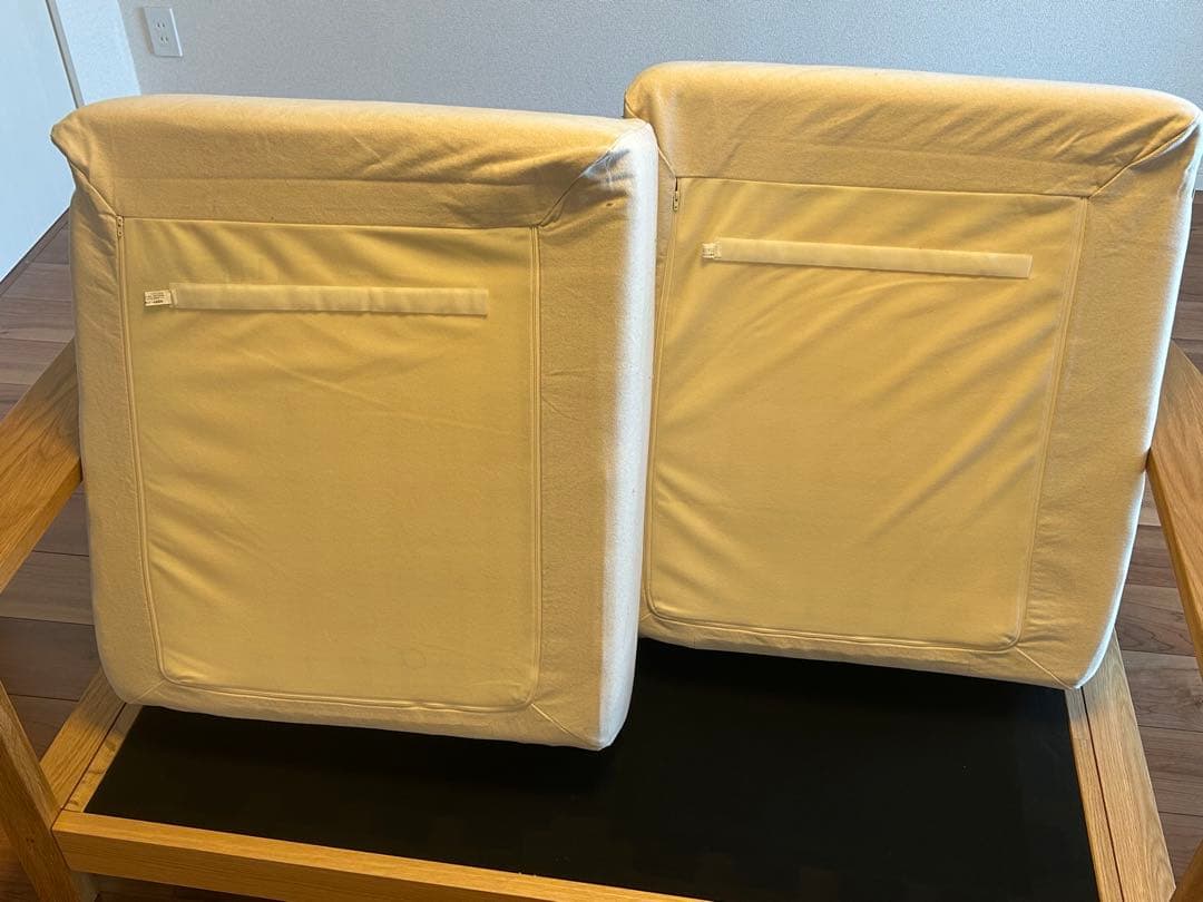 【値下】無印良品ソファ本体木製フレーム ウレタン　２シーターソファーカバー付