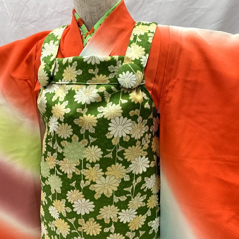 510ag33□七五三 三歳 女児 着物&被布ワンピース&長襦袢 折鶴□美品