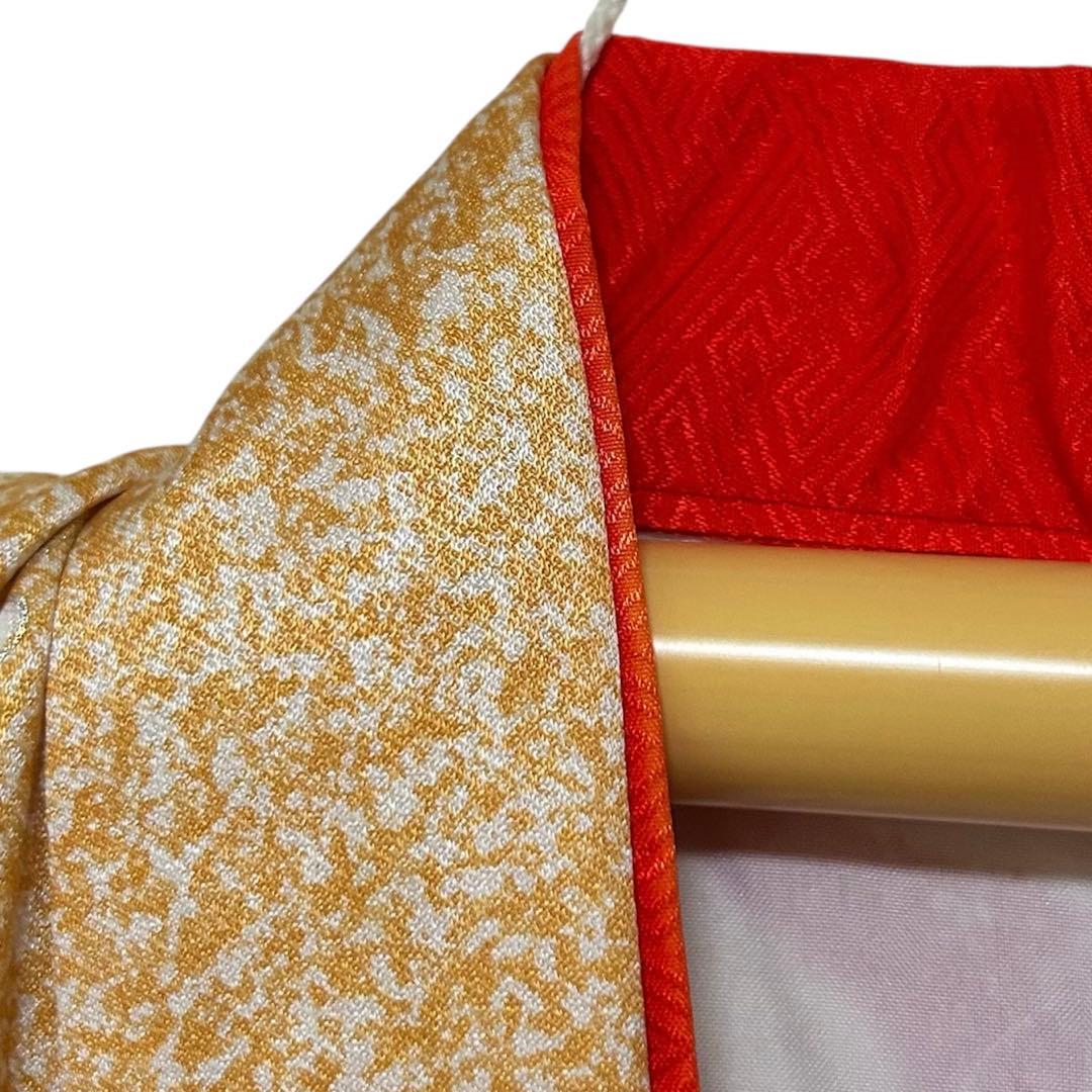 着物　七五三　7歳　女の子　13点　フルセット　オレンジ　御所車　花文　吉祥文様