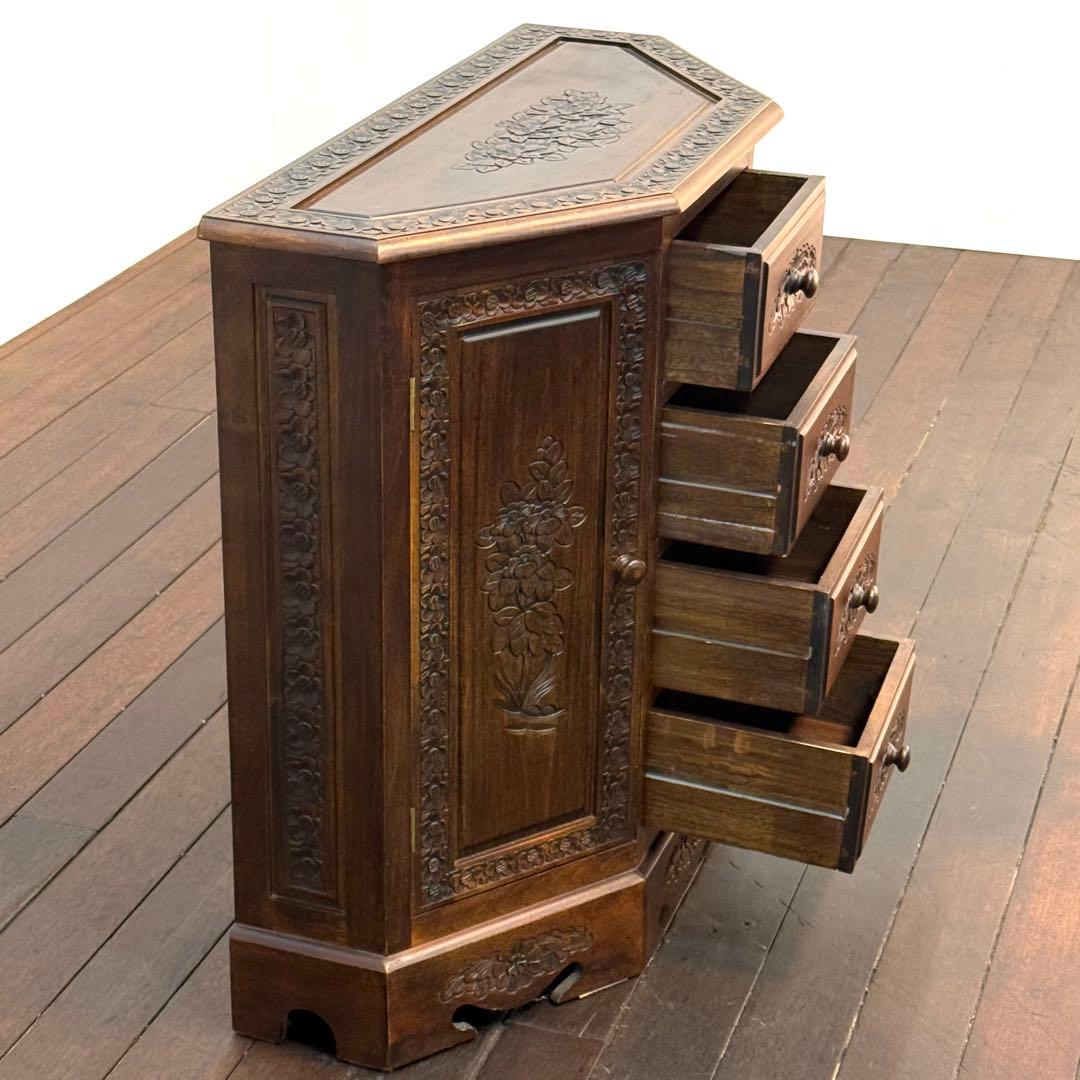 H21K31 アジアン家具 彫刻 キャビネット