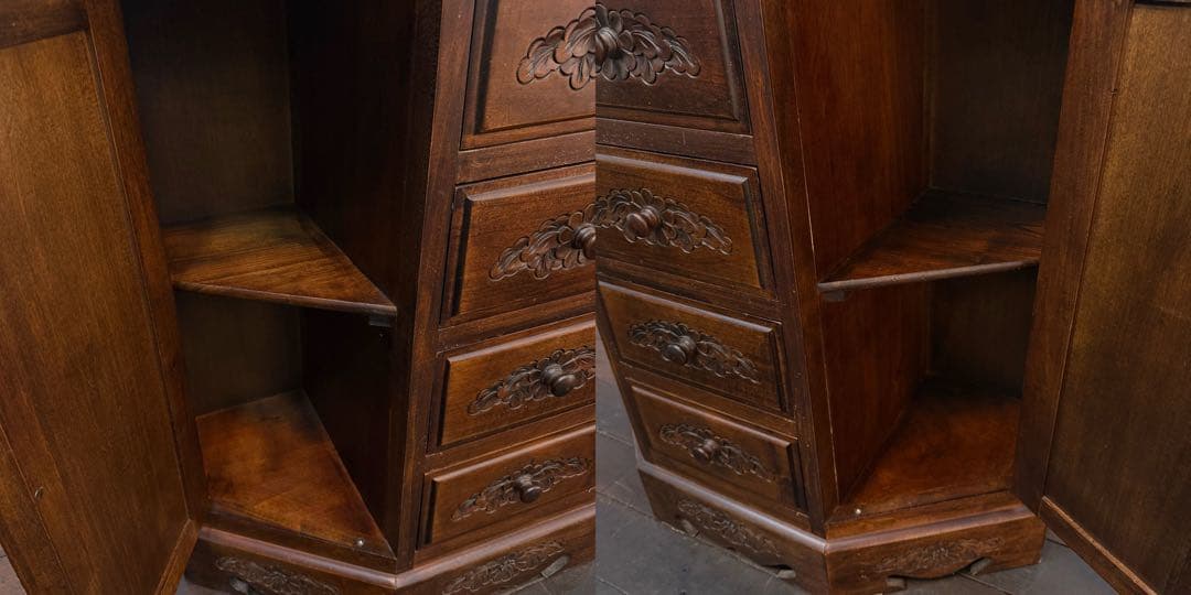 H21K31 アジアン家具 彫刻 キャビネット