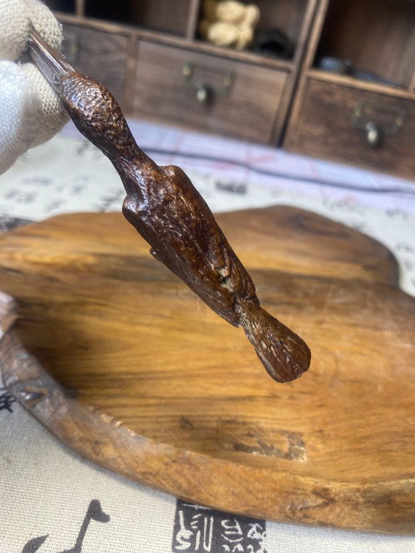 古美術 キツツキ 啄木鳥 文鎮 書道具 文房具 置物 アンティーク 茶道具