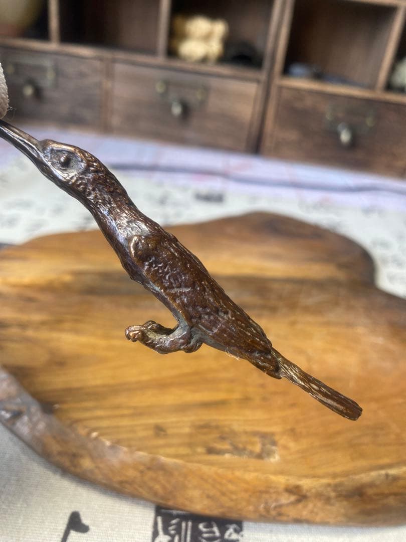 古美術 キツツキ 啄木鳥 文鎮 書道具 文房具 置物 アンティーク 茶道具