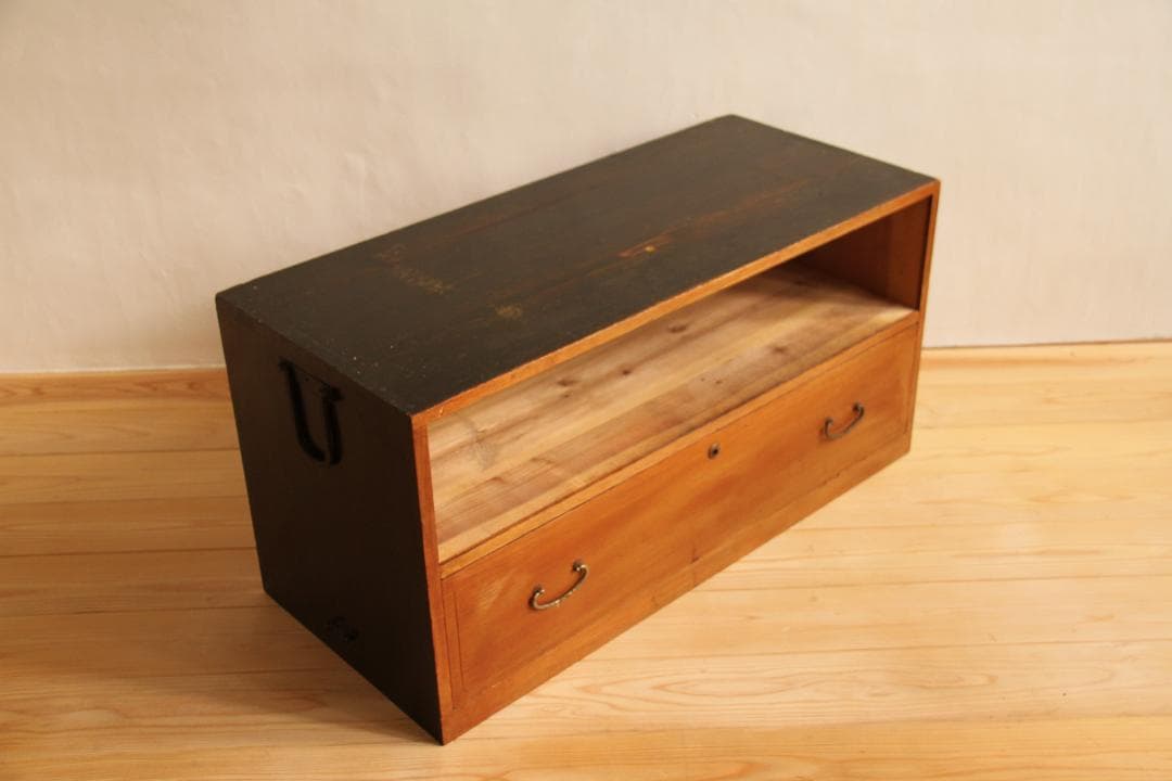 収納棚　2段　木製　古道具　古家具　ビンテージ　レトロ　ナチュラル