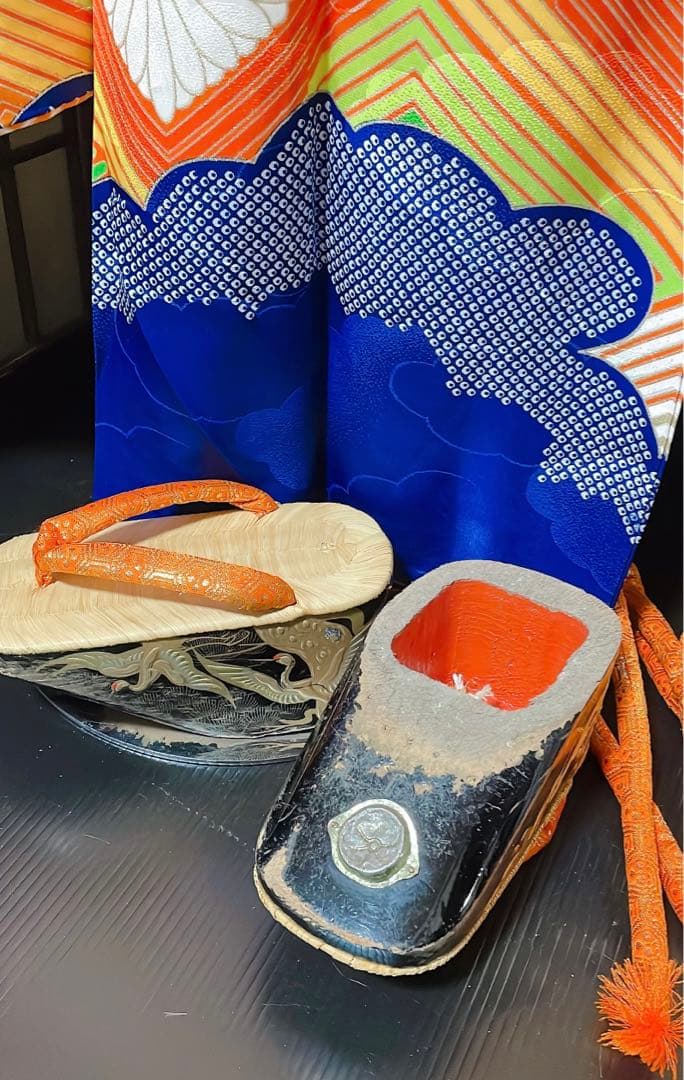 七五三レトロ古典柄ぽっくり草履セット