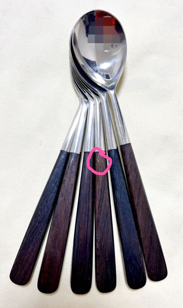 フィンランド製　HACKMANハックマン　木柄ステンレススプーン6本ヴィンテージ