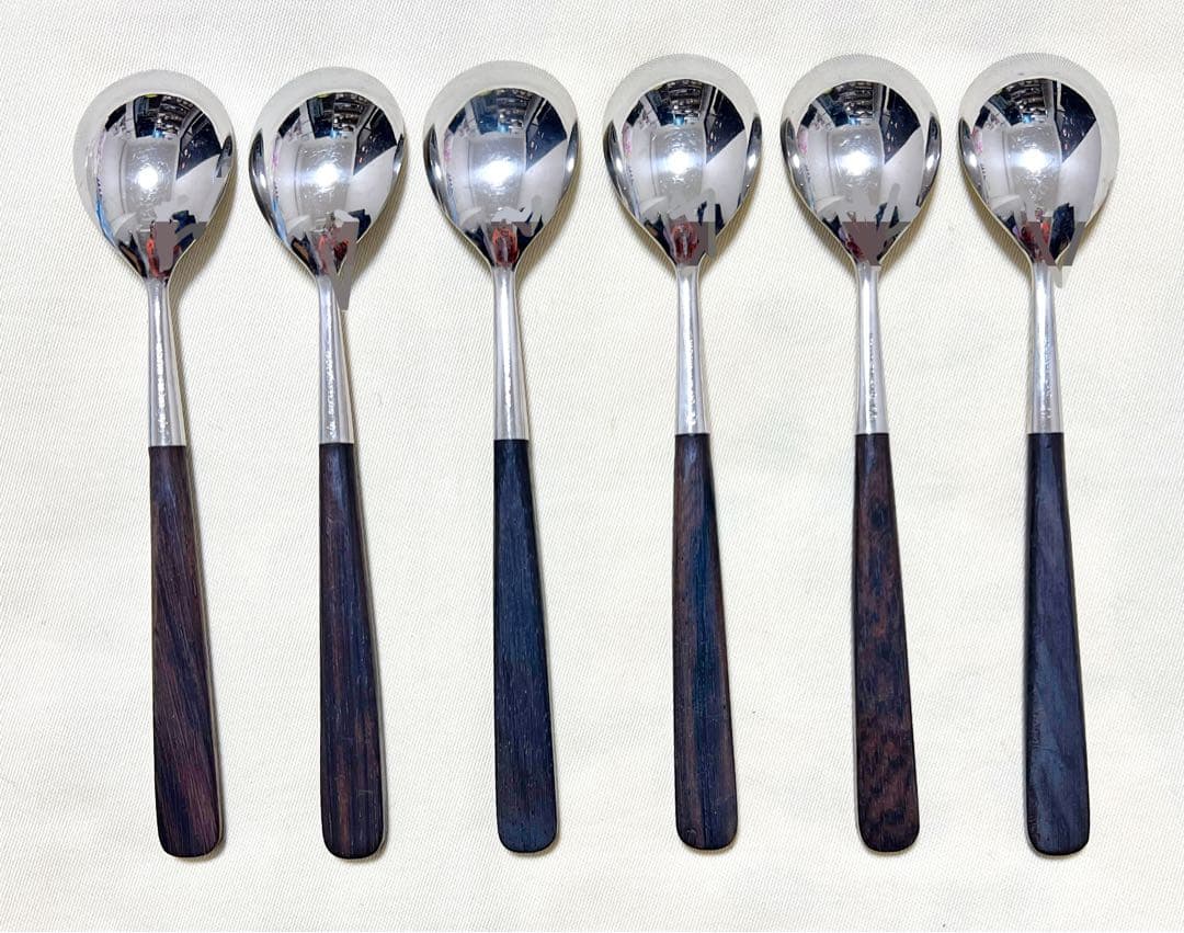フィンランド製　HACKMANハックマン　木柄ステンレススプーン6本ヴィンテージ