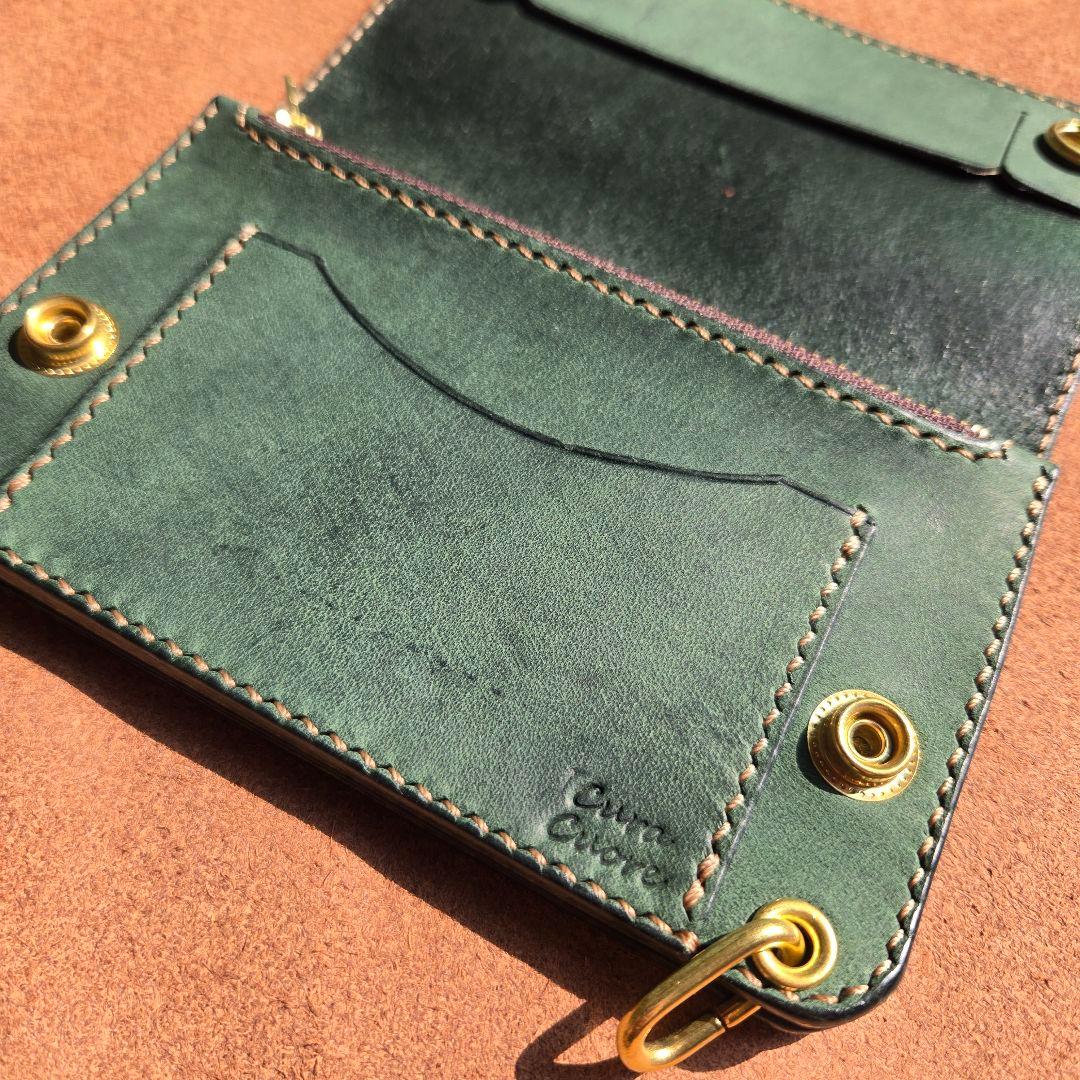 240ミドル トラッカーウォレット イタリアンレザーTEXAS【グリーン】の