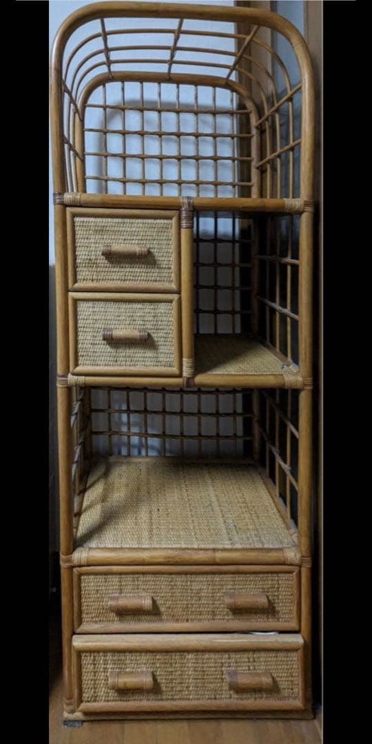 ラタン アーチ型 シェルフ 棚 インテリア アジアン 昭和レトロ 収納