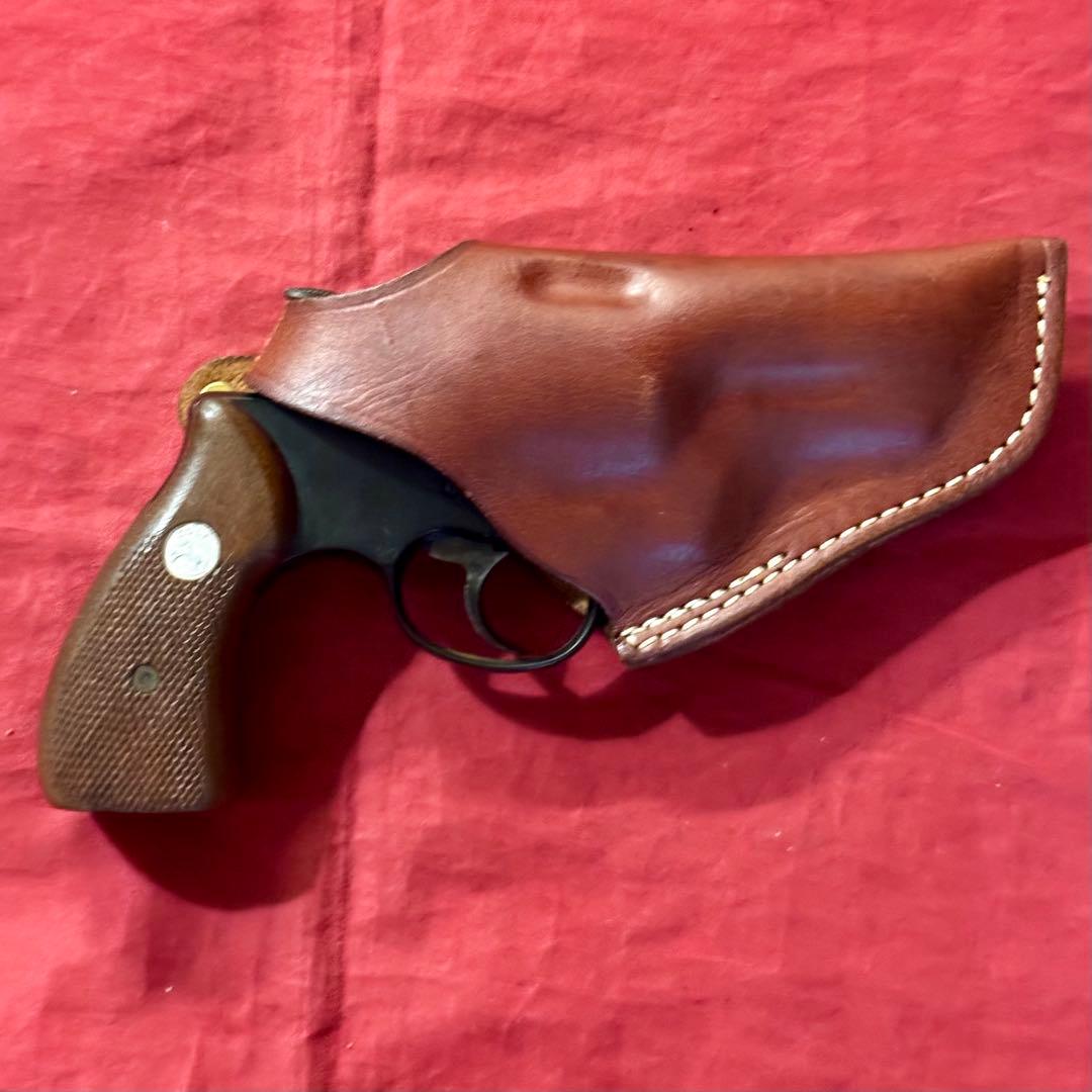 整備済 革製 スナブノーズ リボルバー用 ヒップ ホルスター 右利き用