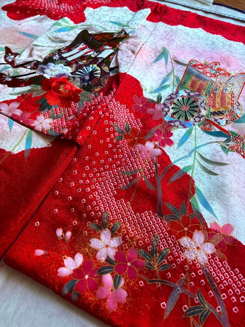 七五三　お宮参り　お着物　正絹　絞り