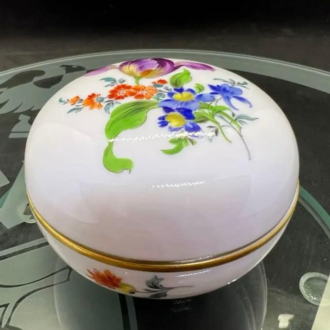 未使用 ドイツ マイセン 小物入 3つ花 手描き ハンドペイント ボンボ