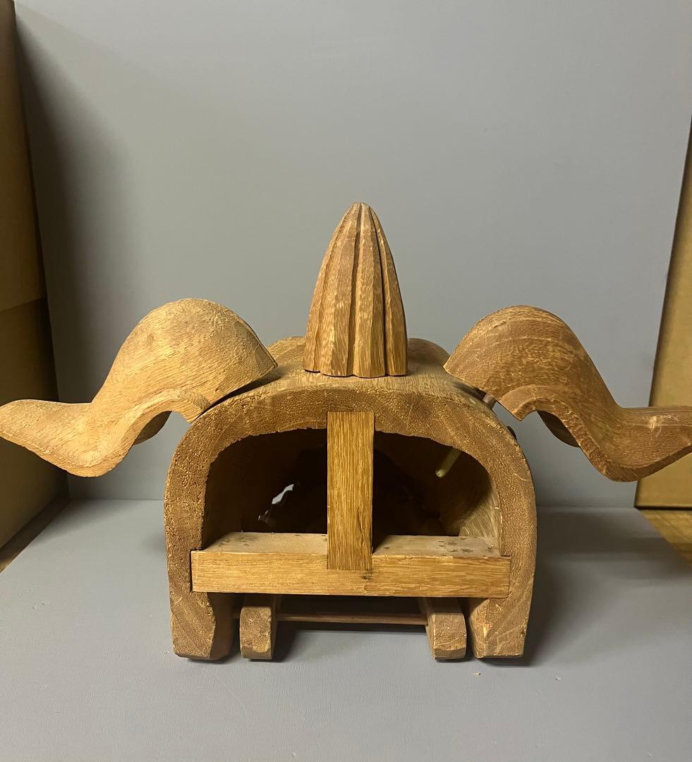 木製 獅子頭　高級手彫り　彫刻　26