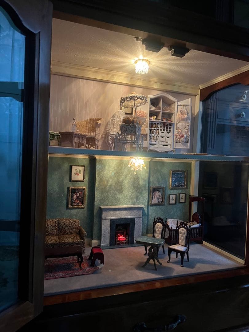 引き取り限定 猫脚 キャビネット 作家 ミニチュア ドールハウス 飾り棚 セット