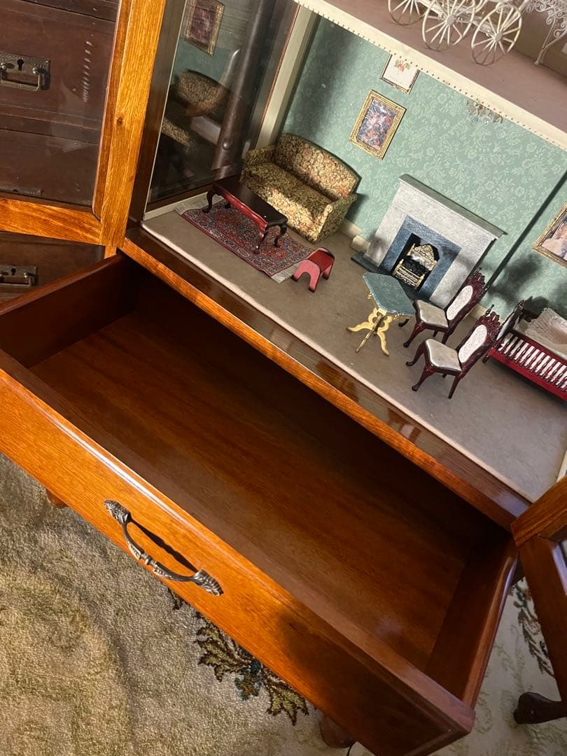 引き取り限定 猫脚 キャビネット 作家 ミニチュア ドールハウス 飾り棚 セット